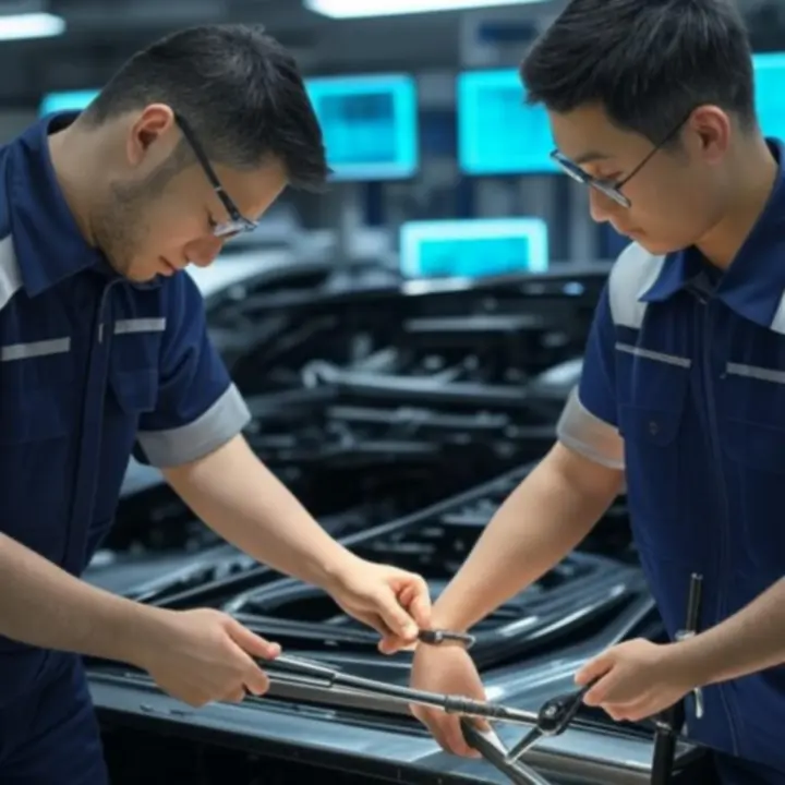 Doświadczeni technicy samochodowi przy pracy