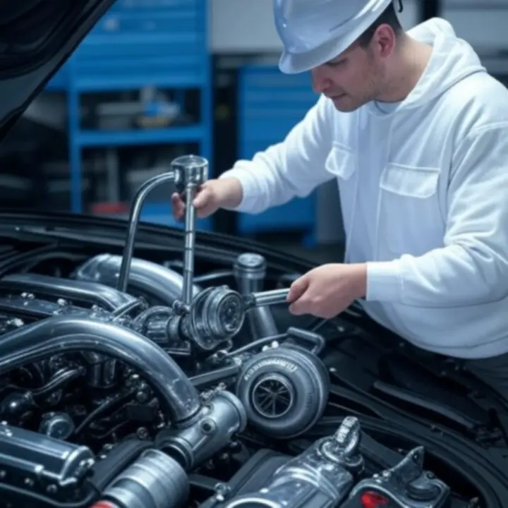 Mechanik naprawiający silnik